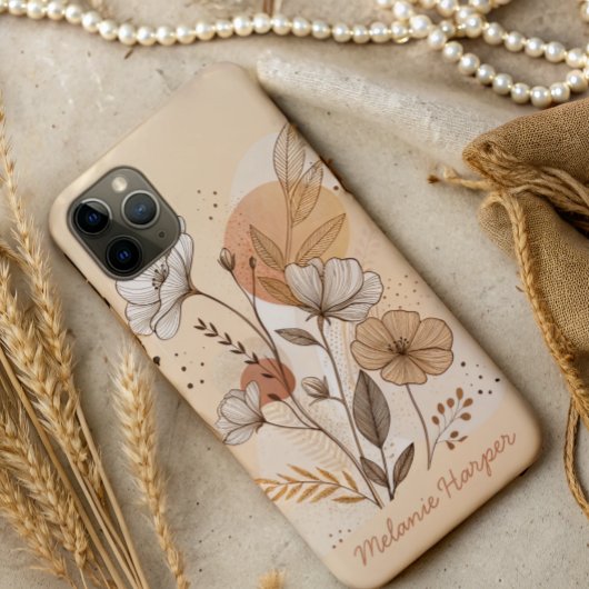 Coques Case-Mate iPhone monogramme floral abstrait boho