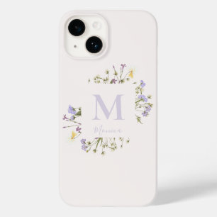 Coque Pour iPhone 14 monogramme floral aquarelle