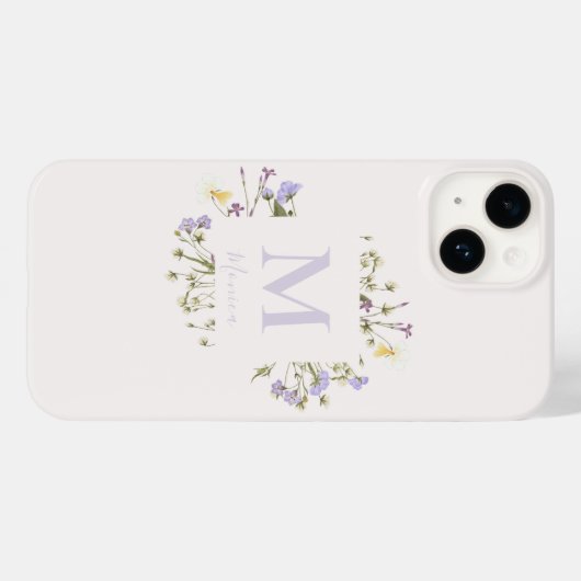 Coques Case-Mate iPhone monogramme floral aquarelle (Verso (horizontal))