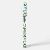 Coques Case-Mate iPhone Monogramme floral aquarelle bleue (Verso / Droite)