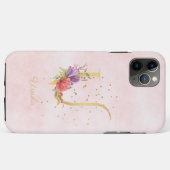 Coques Case-Mate iPhone Monogramme floral aquarelle nom initiale lettre U (Dos (Horizontal))