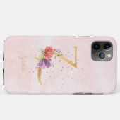Coques Case-Mate iPhone Monogramme floral aquarelle nom initiale lettre Z (Dos (Horizontal))