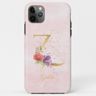 Case-Mate iPhone Case Monogramme floral aquarelle nom initiale lettre Z