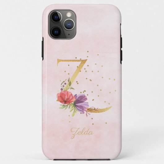Coques Case-Mate iPhone Monogramme floral aquarelle nom initiale lettre Z (Dos)