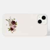 Coques Case-Mate iPhone Monogramme Floral Aquarelle Rose Bourguignon Moder (Verso (horizontal))
