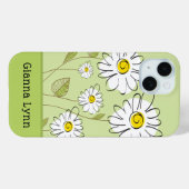 Coques Case-Mate iPhone Monogramme Floral aux Marguerites Modernes (Verso (horizontal))