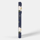 Coques Case-Mate iPhone Monogramme floral blanc bleu marine (Verso / Droite)