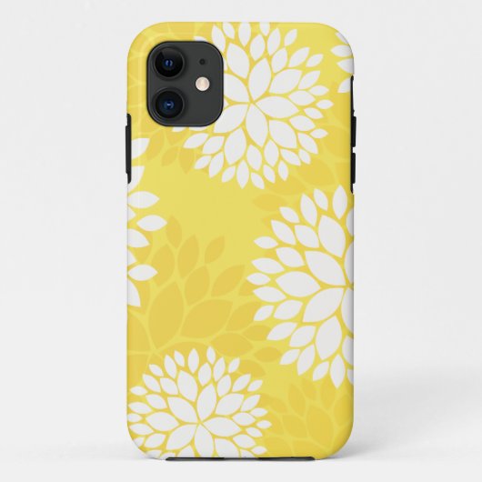 Coques Case-Mate iPhone Monogramme floral blanc jaune (Dos)
