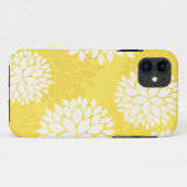 Coques Case-Mate iPhone Monogramme floral blanc jaune (Dos (Horizontal))