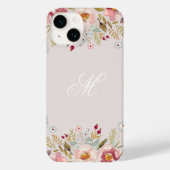 Coques Case-Mate iPhone Monogramme floral blanc rose (Verso)