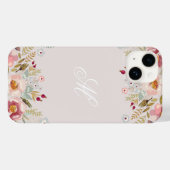 Coques Case-Mate iPhone Monogramme floral blanc rose (Verso (horizontal))