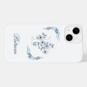 Coques Case-Mate iPhone Monogramme floral bleu "P" serein (Verso (horizontal))