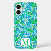 Coques Case-Mate iPhone Monogramme floral bleu Prépa (Verso)