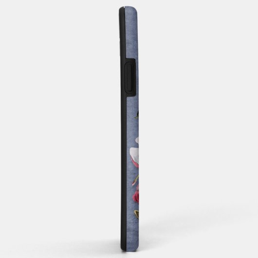 Coques Case-Mate iPhone Monogramme floral Blue Denim (Dos/Droite)