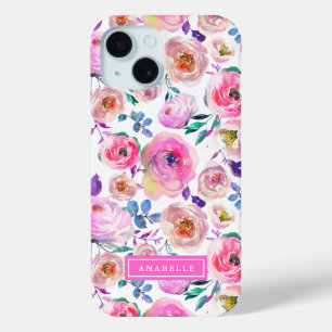 Coque Pour iPhone 15 Monogramme Floral Bohème Lever du Soleil