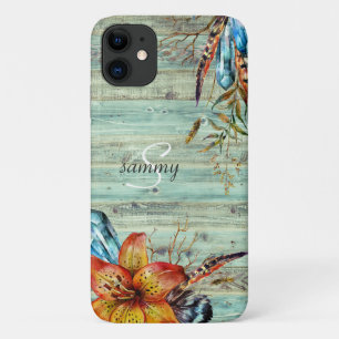 Case-Mate iPhone Case Monogramme Floral Boho Bois Turquoise Occidental R