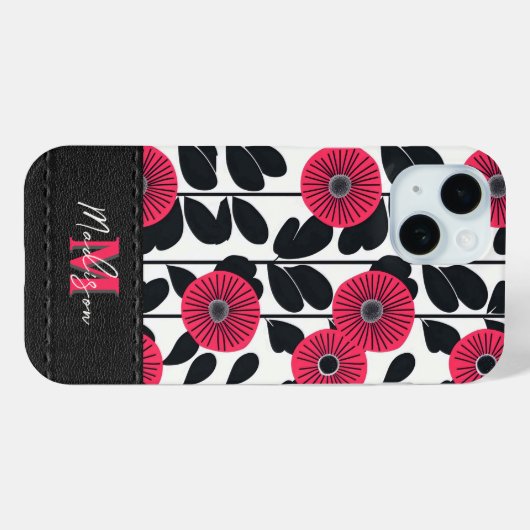 Coques Case-Mate iPhone Monogramme floral boho gras (Verso (horizontal))