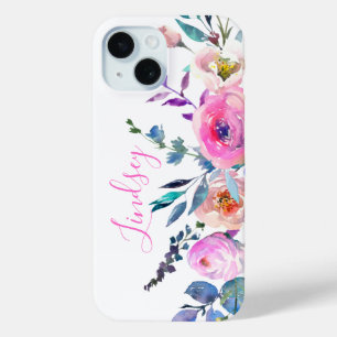 Coque Pour iPhone 15 Monogramme Floral Boho Lever du Soleil