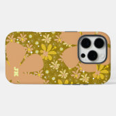 Coques Case-Mate iPhone Monogramme floral Brown et jaune rétro (Verso (horizontal))