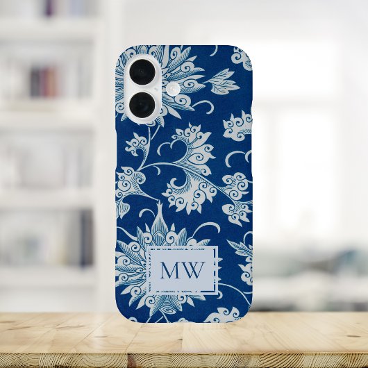 Coques Case-Mate iPhone Monogramme Floral Chinois Bleu