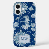 Coques Case-Mate iPhone Monogramme Floral Chinois Bleu (Verso)