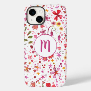 Coque Pour iPhone 14 Monogramme Floral Cottagecore