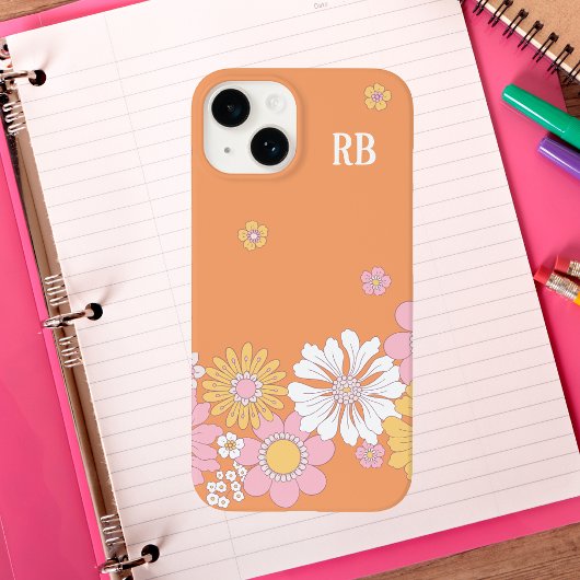 Coques Case-Mate iPhone Monogramme floral de Boho rétro