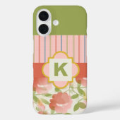 Coques Case-Mate iPhone Monogramme floral de corail (Verso)