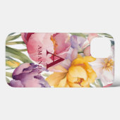 Coques Case-Mate iPhone Monogramme floral de printemps (Verso (horizontal))