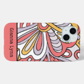 Coques Case-Mate iPhone Monogramme floral de style rétro (Verso (horizontal))