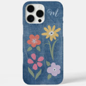 Coques Case-Mate iPhone Monogramme floral de tissu Denim (Verso)