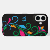 Coques Case-Mate iPhone Monogramme floral déco (Verso (horizontal))