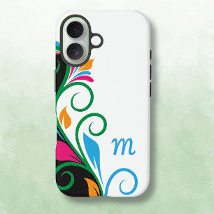 Coques iPhone 16 Monogramme floral déco
