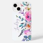 Coques Case-Mate iPhone Monogramme floral du saumon jaune (Verso)