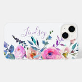 Coques Case-Mate iPhone Monogramme floral du saumon jaune (Verso (horizontal))