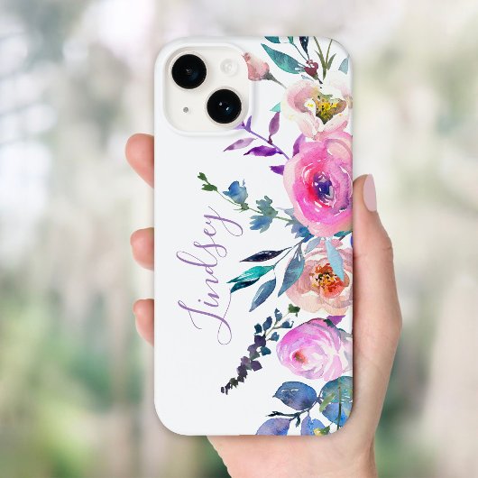 Coques Case-Mate iPhone Monogramme floral du saumon jaune