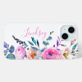 Coques Case-Mate iPhone Monogramme floral du saumon jaune (Verso (horizontal))