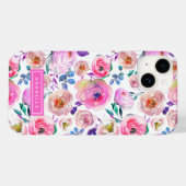 Coques Case-Mate iPhone Monogramme floral du saumon jaune (Verso (horizontal))
