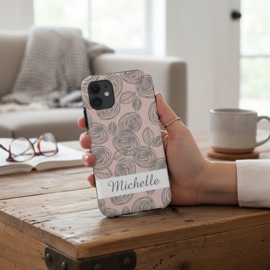 Coques Case-Mate iPhone Monogramme Floral Élégant Rose
