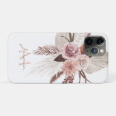 Coques Case-Mate iPhone Monogramme Floral Herbe de Pampas Rose Boho (Dos (Horizontal))