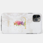 Coques Case-Mate iPhone Monogramme floral initial T personnalisable (Dos (Horizontal))