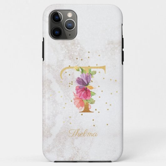 Coques Case-Mate iPhone Monogramme floral initial T personnalisable (Dos)