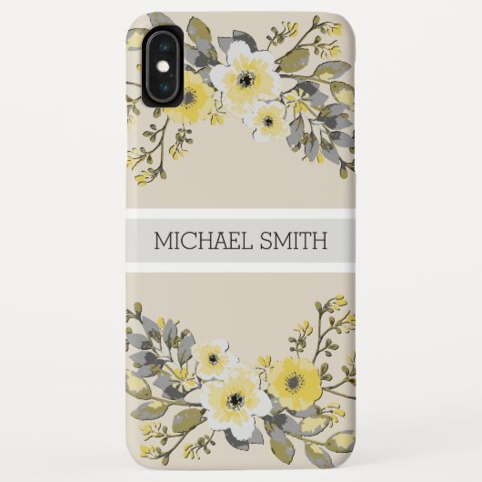 Coques Case-Mate iPhone Monogramme floral jaune Os moderne (Dos)