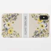Coques Case-Mate iPhone Monogramme floral jaune Os moderne (Dos (Horizontal))