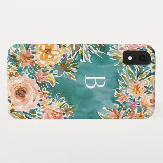Coques Case-Mate iPhone Monogramme floral luxuriant d'EXUBÉRANCE (Dos (Horizontal))