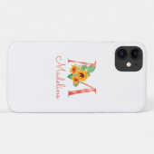 Coques Case-Mate iPhone Monogramme floral moderne Nom du tournesol M (Dos (Horizontal))