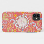 Coques Case-Mate iPhone Monogramme floral Motif floral moderne (Dos (Horizontal))