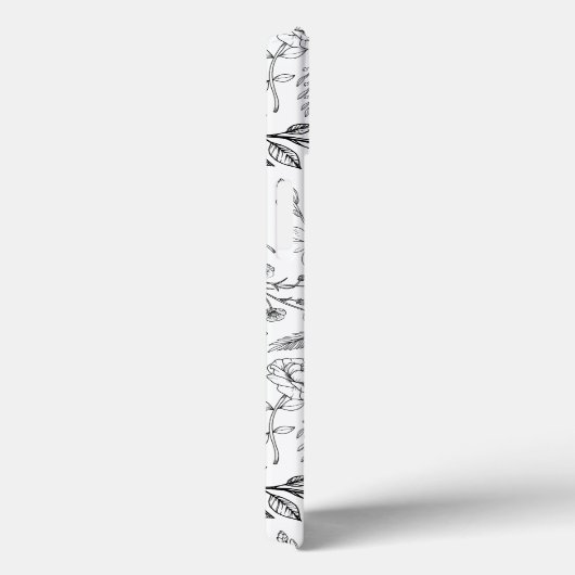 Coques Case-Mate iPhone Monogramme floral noir blanc (Verso / Droite)