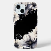 Coques Case-Mate iPhone Monogramme floral noir et blanc (Verso)