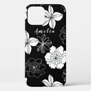 Case-Mate iPhone Case Monogramme Floral noir et blanc